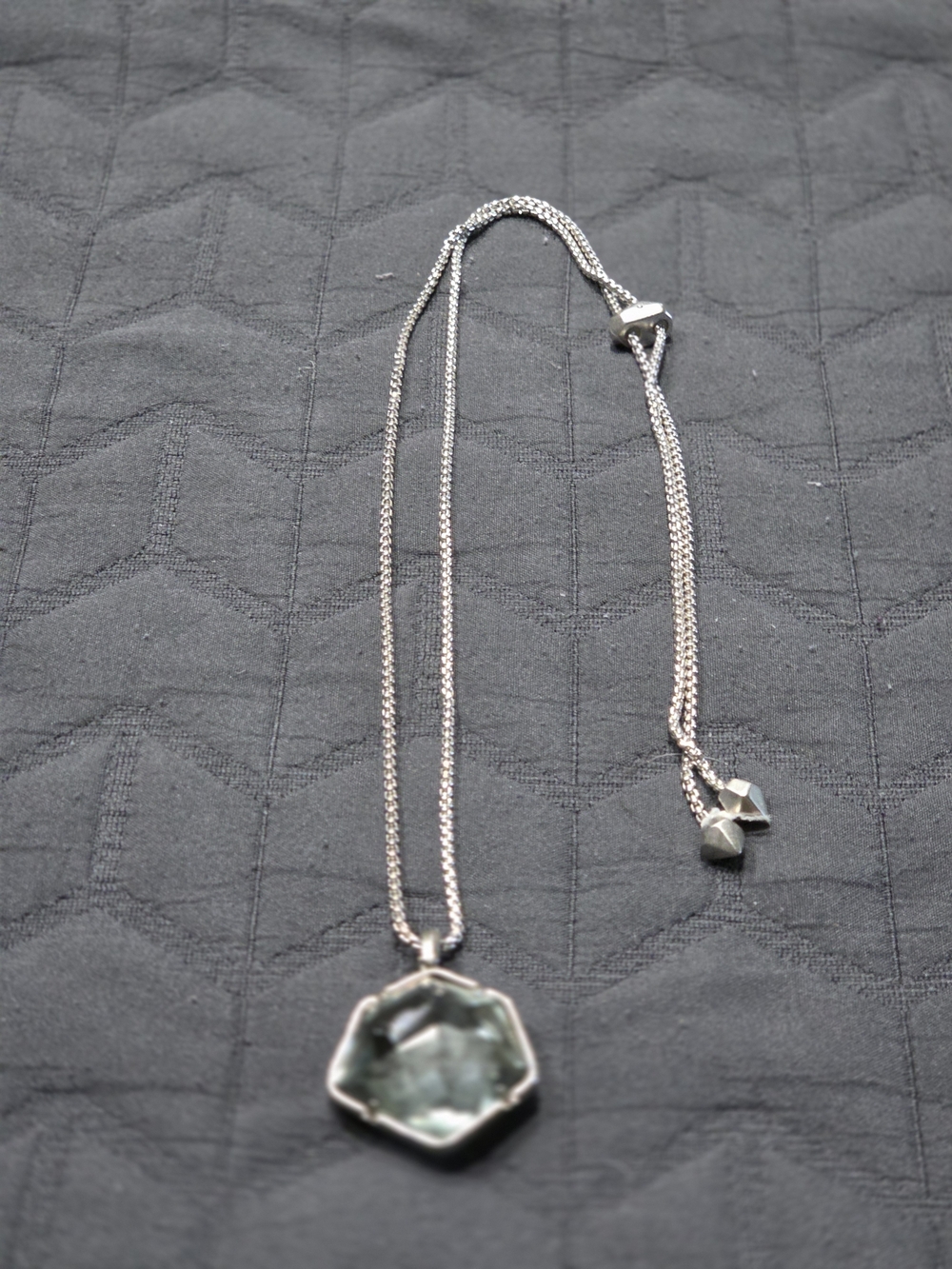 Kendra Scott Silver Hexagon Aquamarine Pendant Necklace